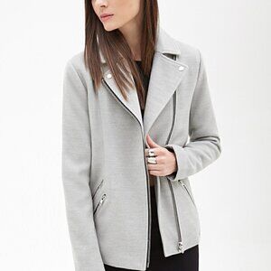 Forever 21 Light Gray Moto Jacket Zip